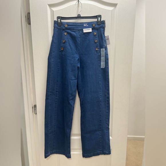 NWT Old Navy Women's Sky-Hi Wide Leg Blue Jeans - Picture 1 of 4